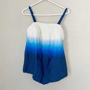 SWIM BY CACIQUE Tankini Blue Ombre Top SZ 16